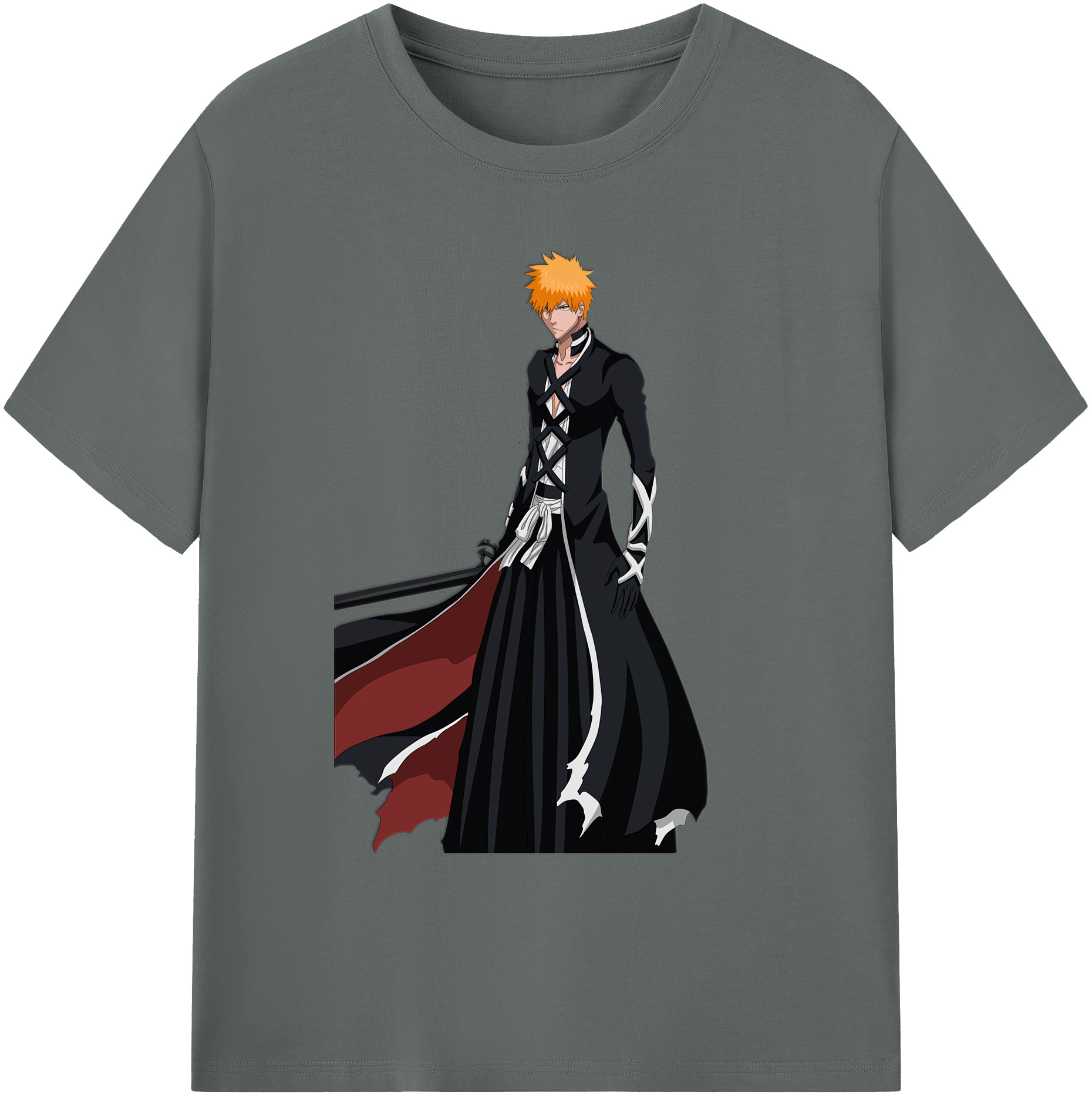 （画像用） ブリーチ 黒崎一護（くろさき いちご）BLEACH Kurosaki Ichigo 綿100％ メンズ半袖Tシャツ｜肌触りやわらか＆通気性